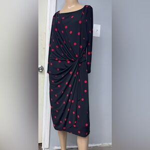 Catherines Black Dress with Pink Polka Dots